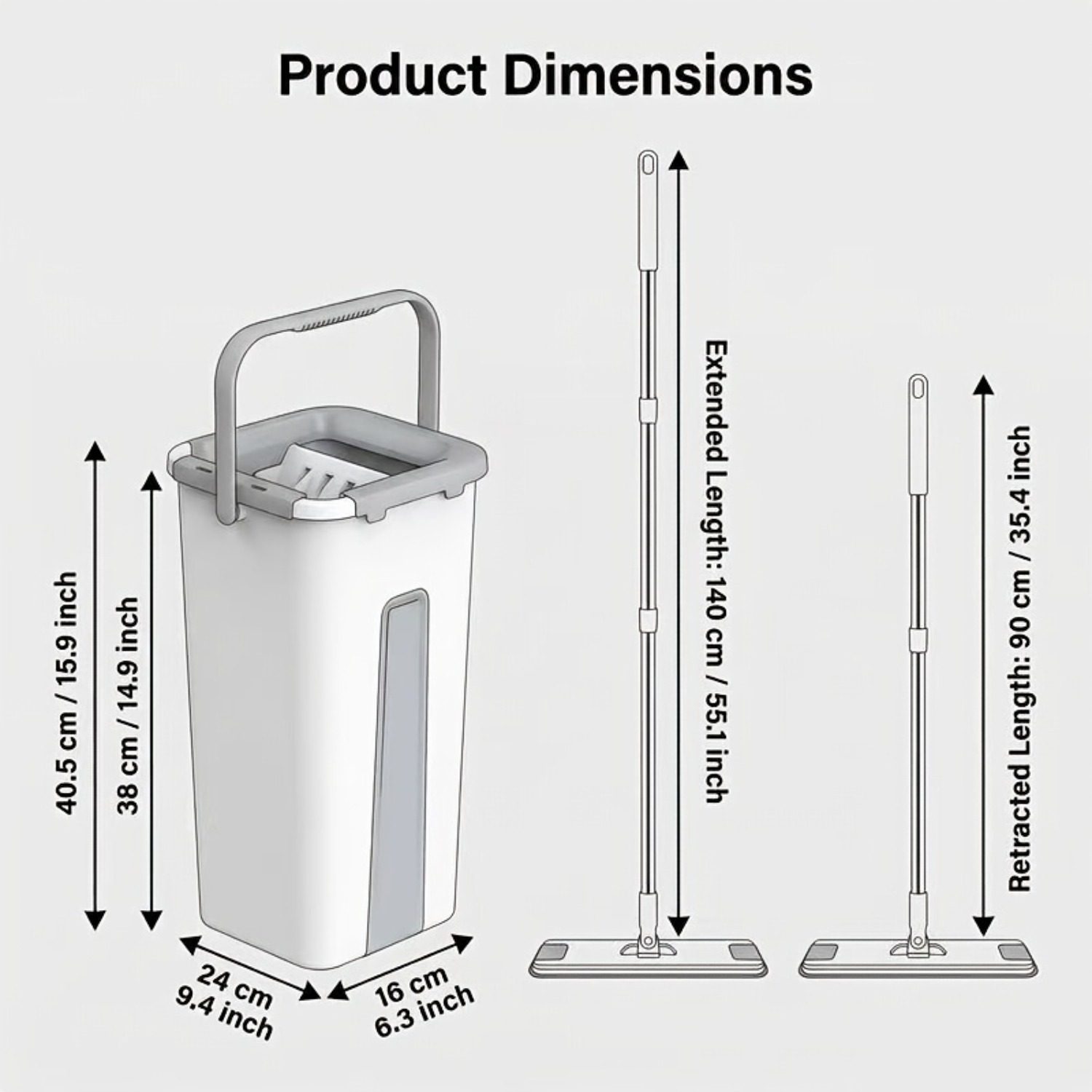 Self-Cleaning Flat Mop and Bucket Set with 4 Microfiber Pads - Image 4