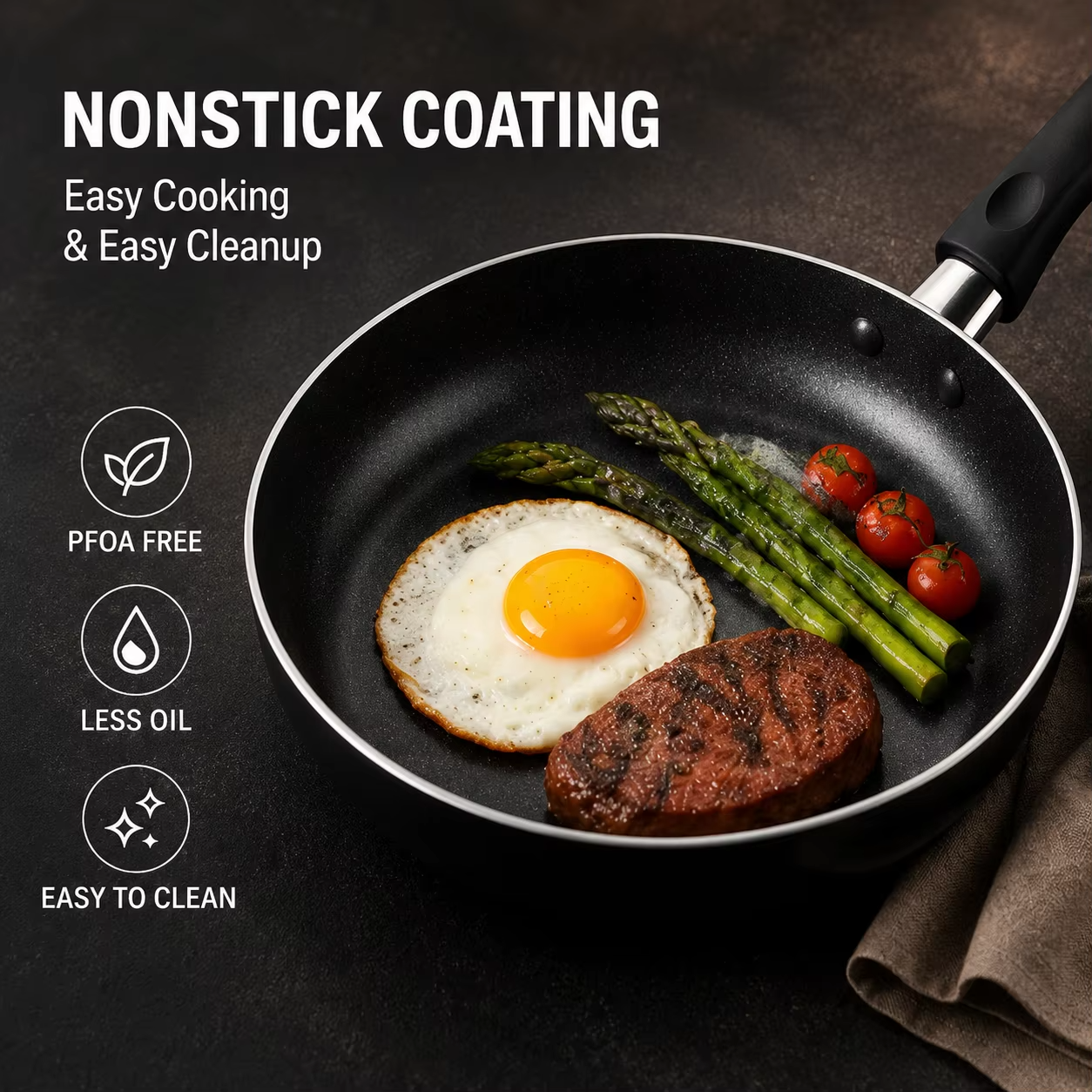 Nonstick Cookware Set with Glass Lids and Kitchen Utensils - Image 4