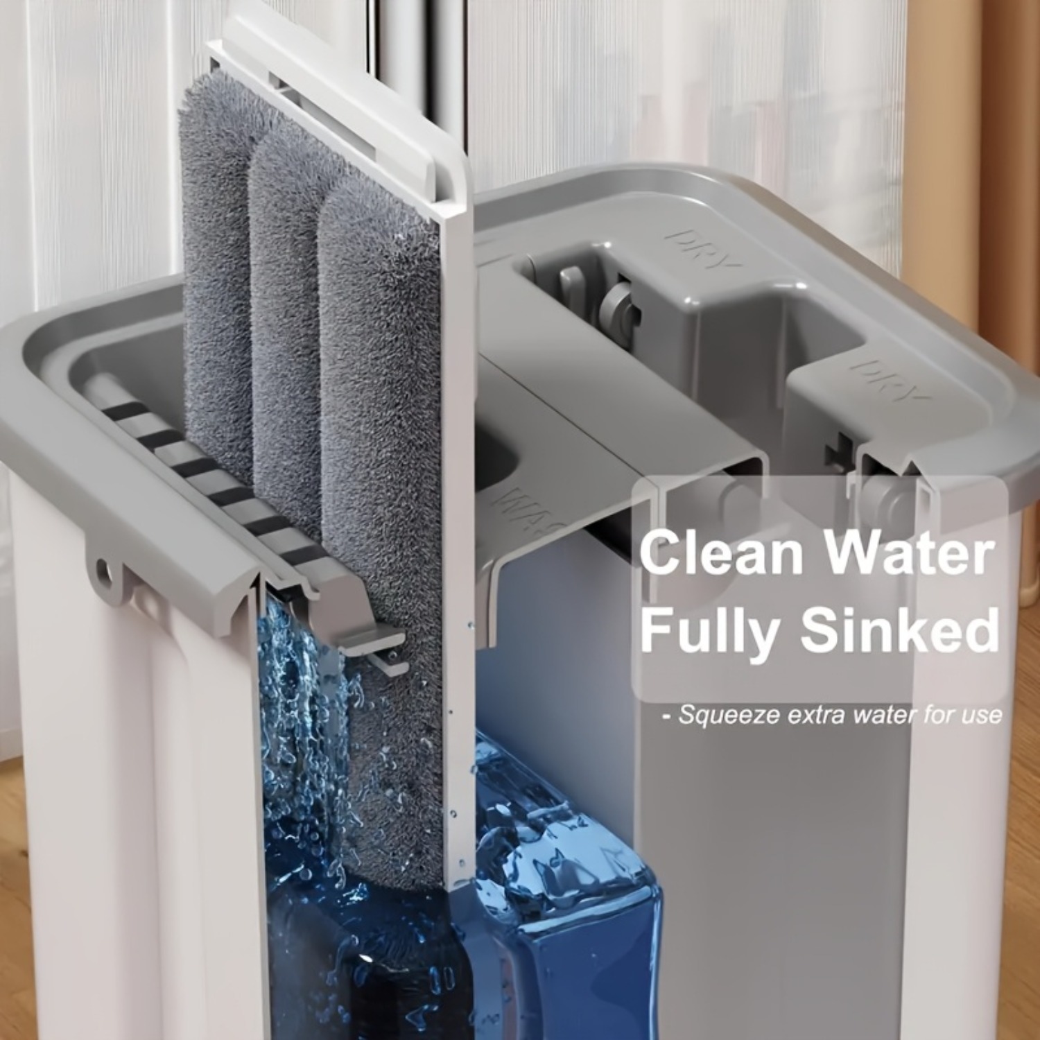 Self-Cleaning Flat Mop and Bucket Set with 4 Microfiber Pads - Image 5
