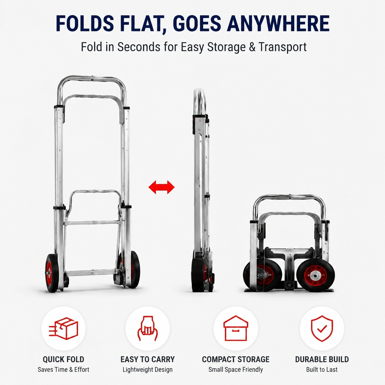 Heavy Duty Folding Hand Truck with All-Terrain Wheels | 330 lb Capacity - Image 5