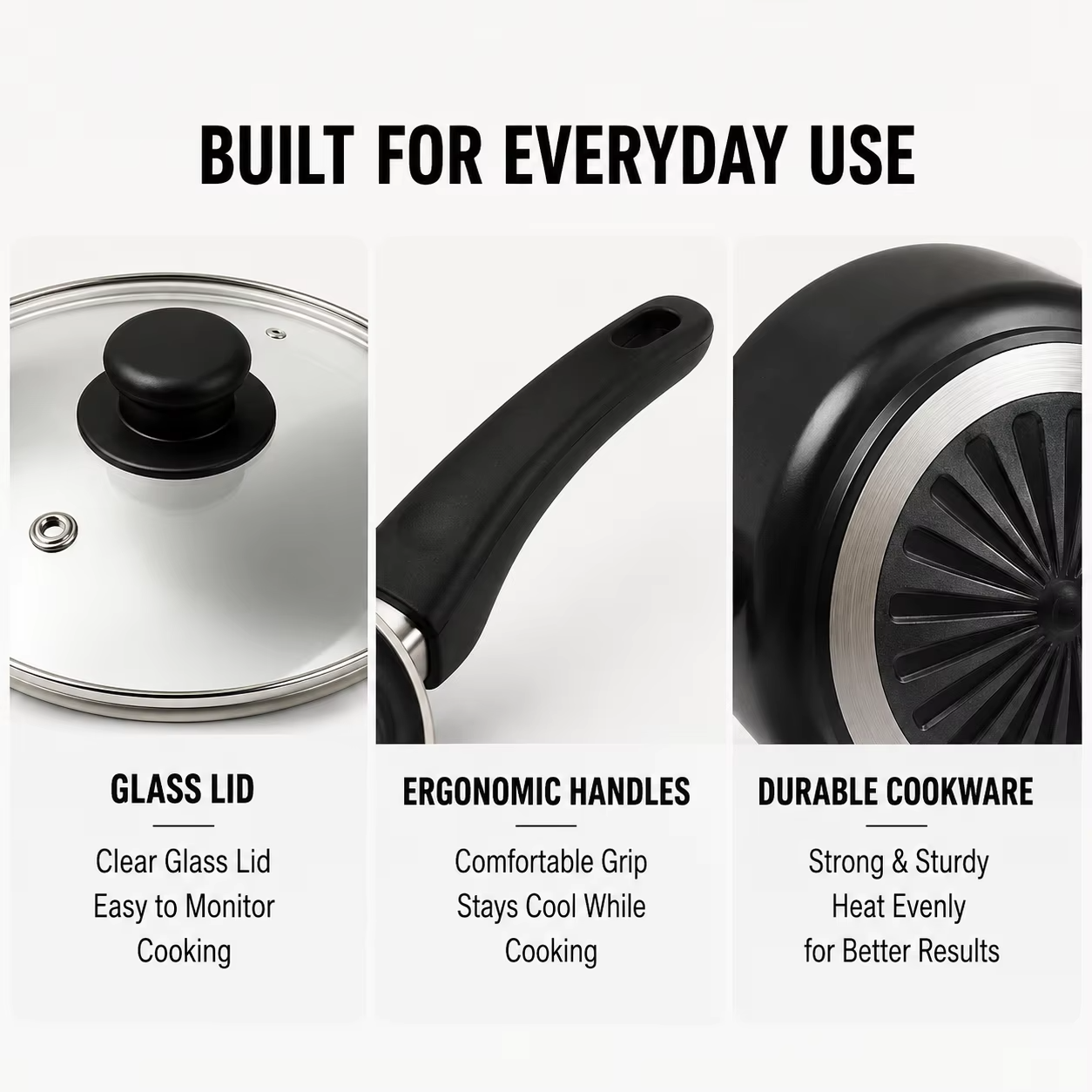 Nonstick Cookware Set with Glass Lids and Kitchen Utensils - Image 6