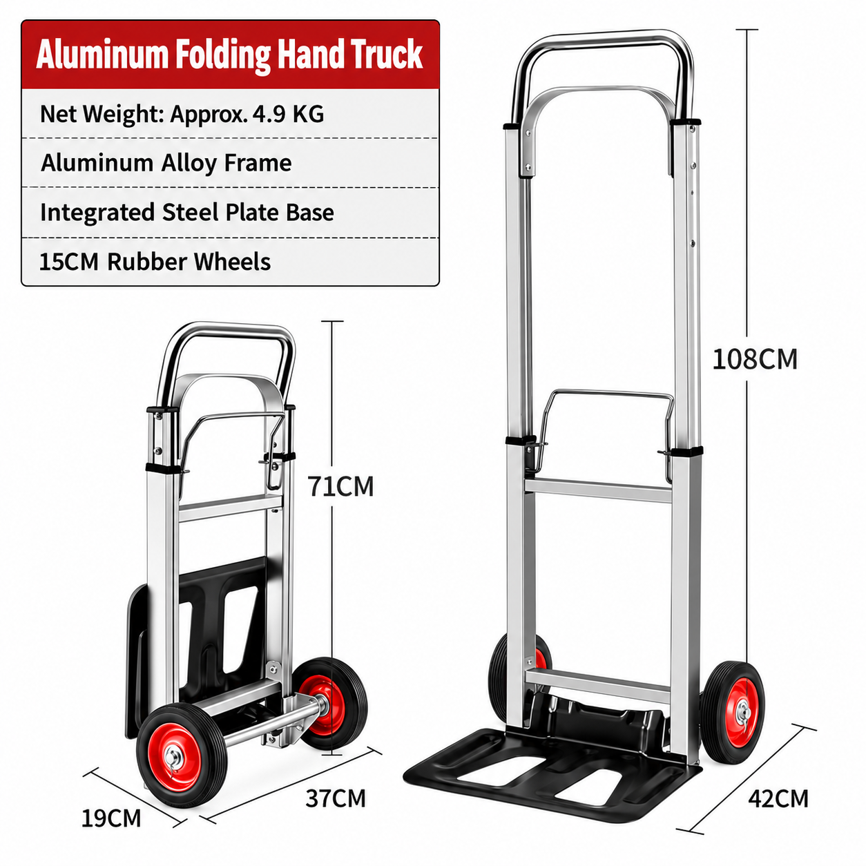 Heavy Duty Folding Hand Truck with All-Terrain Wheels | 330 lb Capacity - Image 8