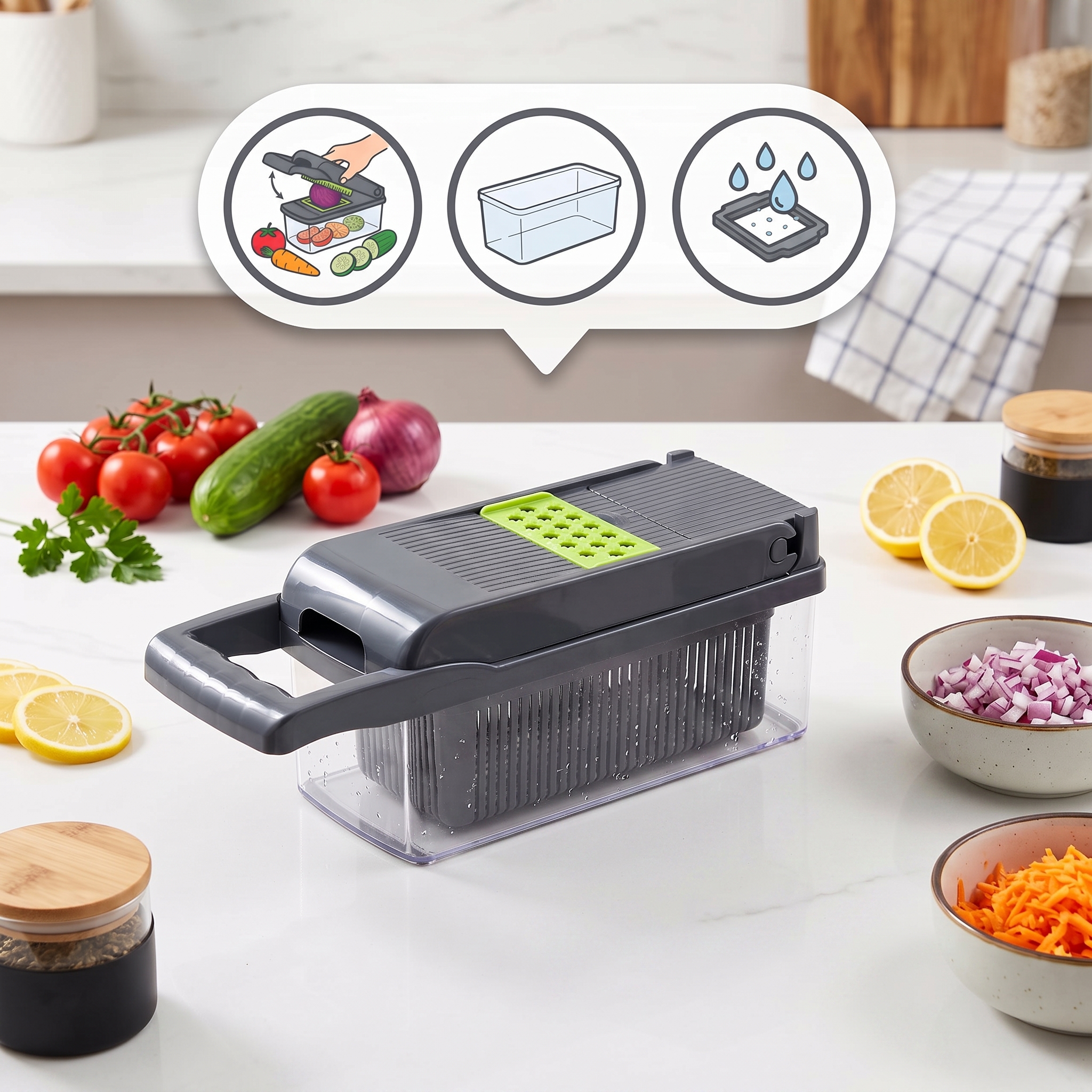 Multi-Blade Vegetable Chopper, Slicer & Julienne Cutter - Image 4