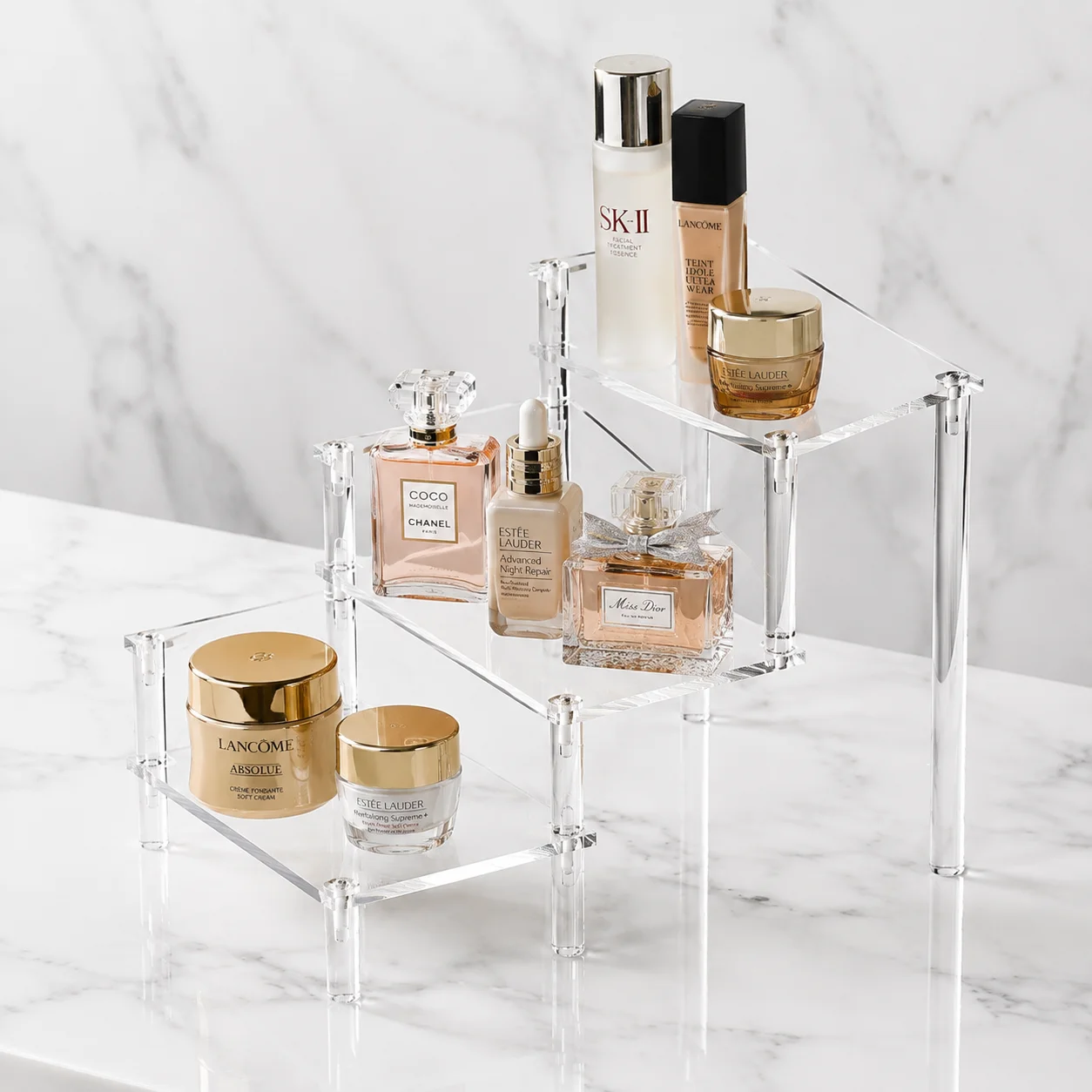3-Tier Clear Acrylic Display Riser for Collectibles & Cosmetics