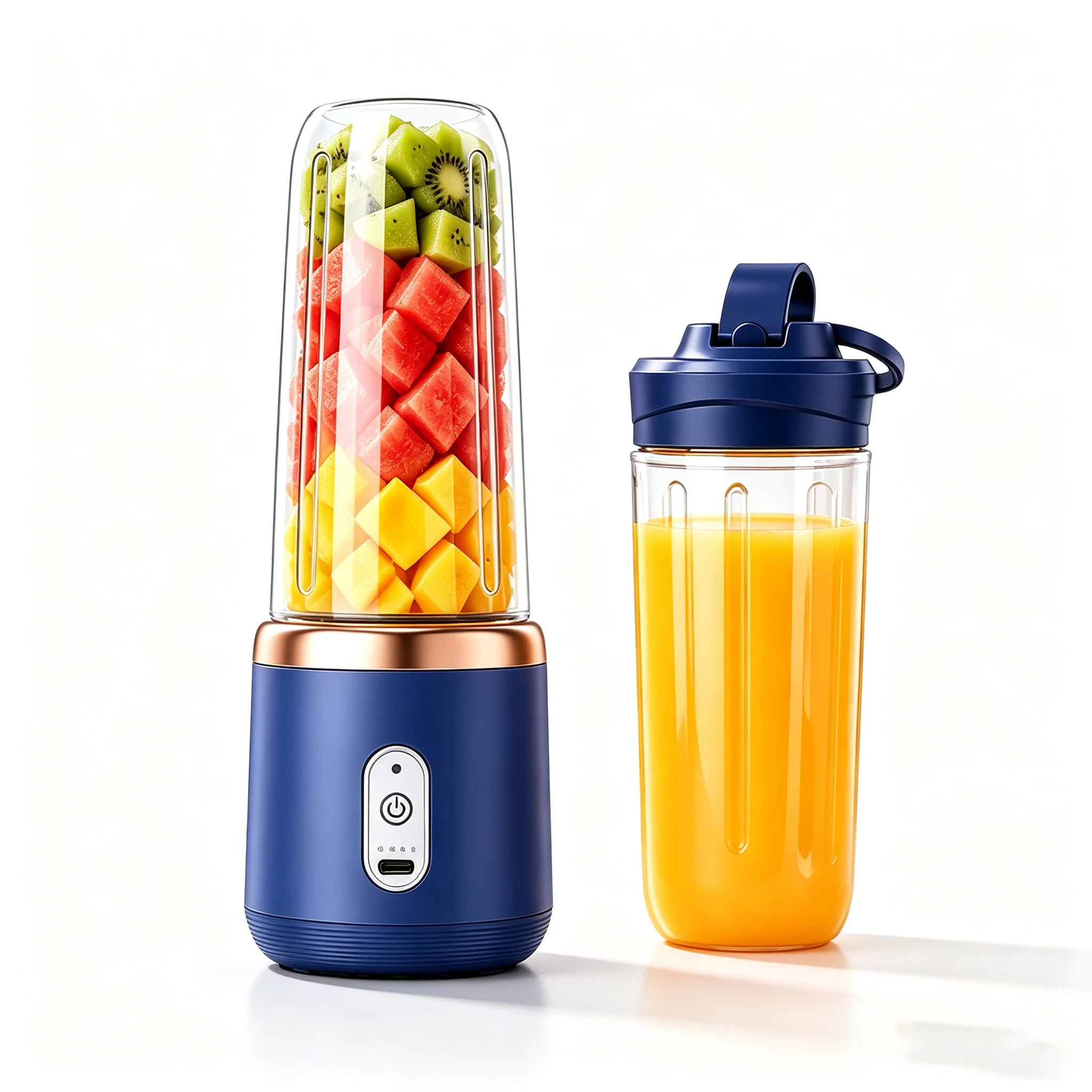 Portable USB Rechargeable Blender with Travel Cup – Blue - Image 3