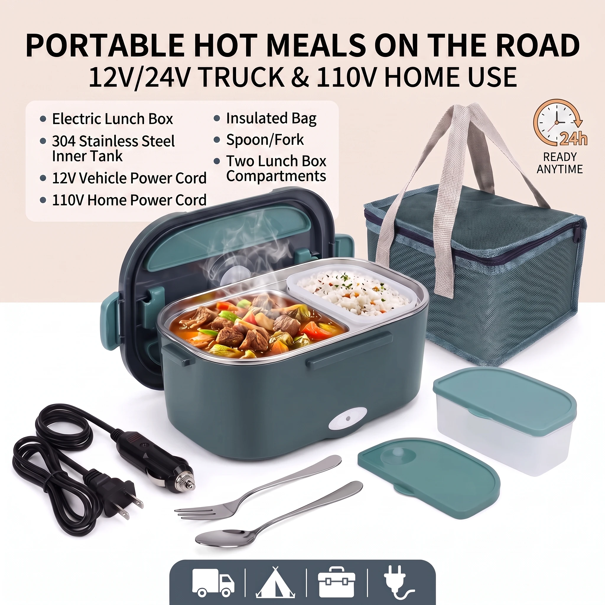 1.5L Electric Lunch Box Kit with Insulated Carry Bag - Image 2