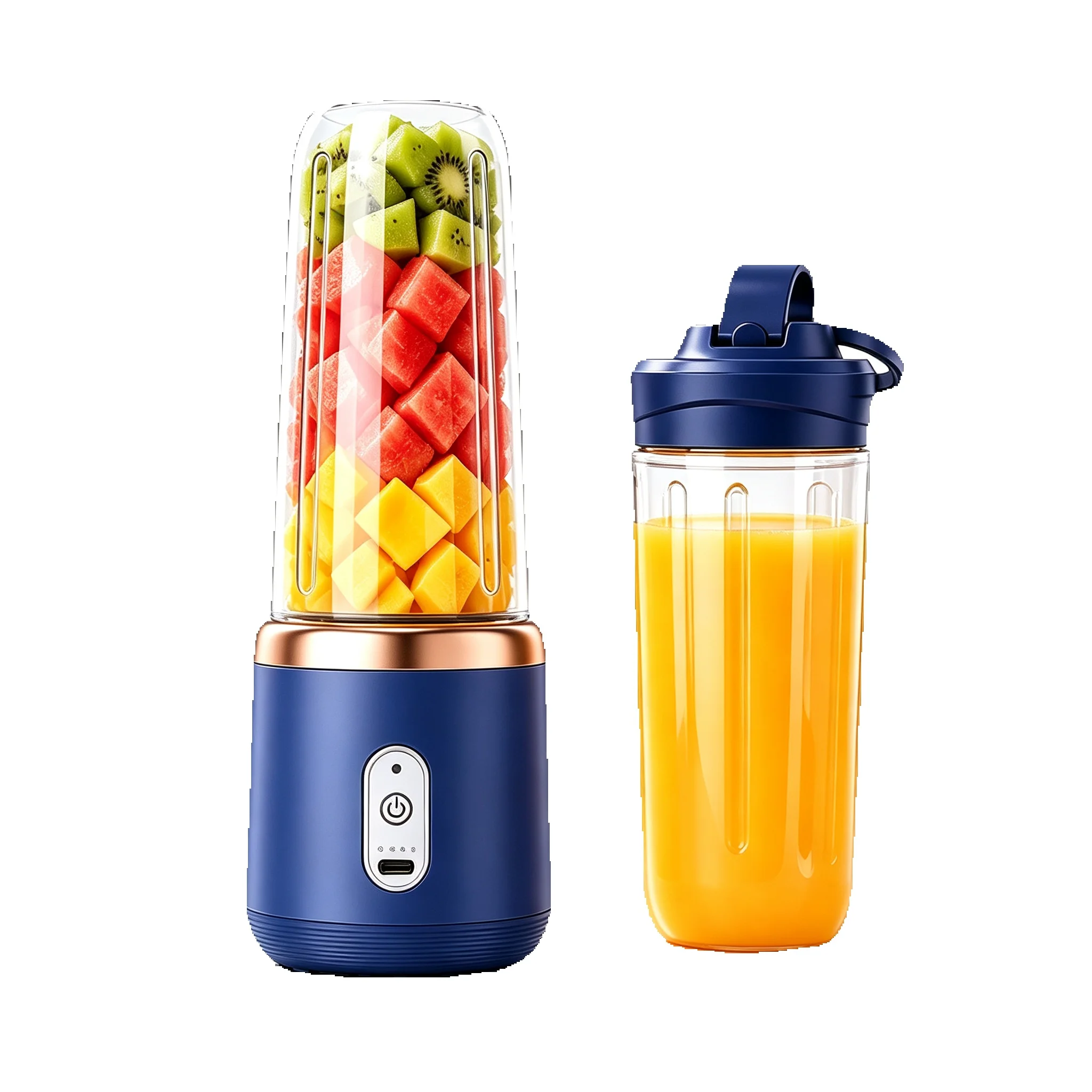 Portable USB Rechargeable Blender with Travel Cup – Blue