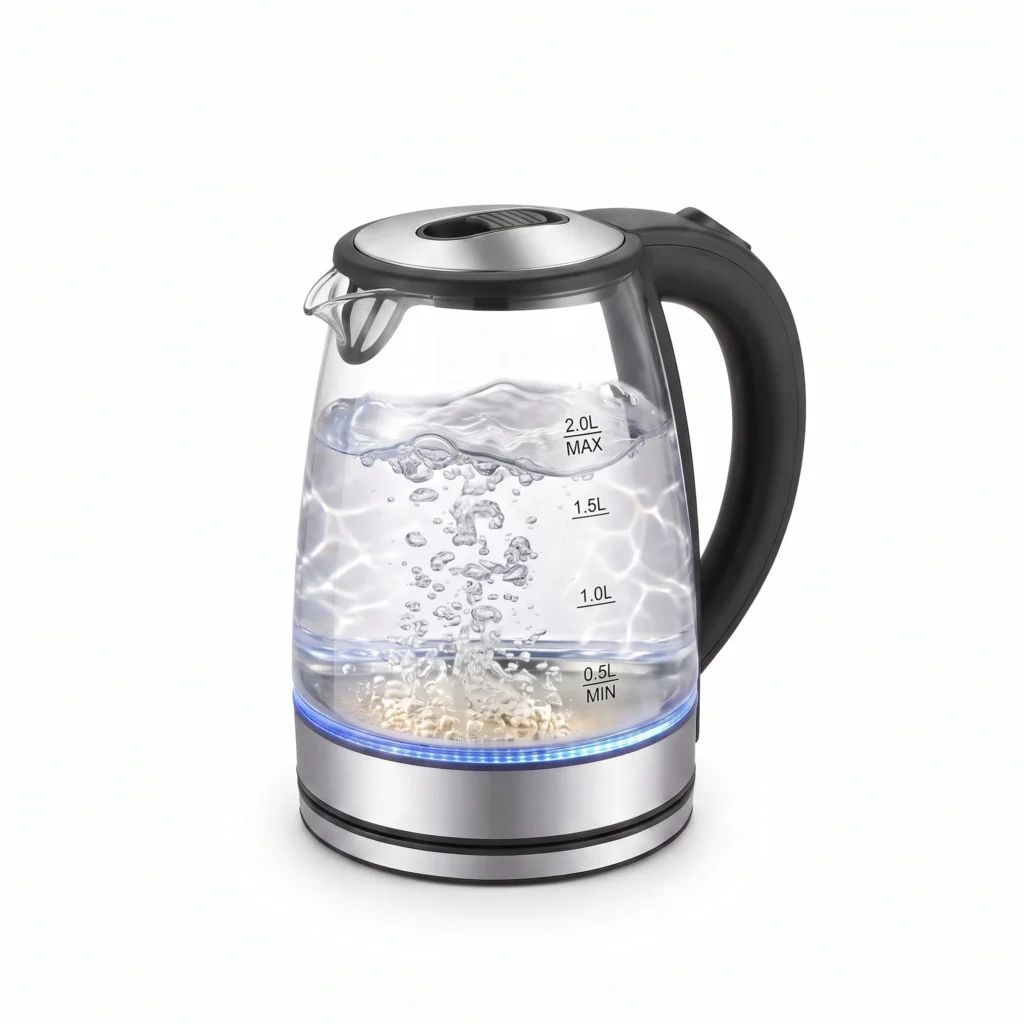 2L glass electric kettle with blue LED light